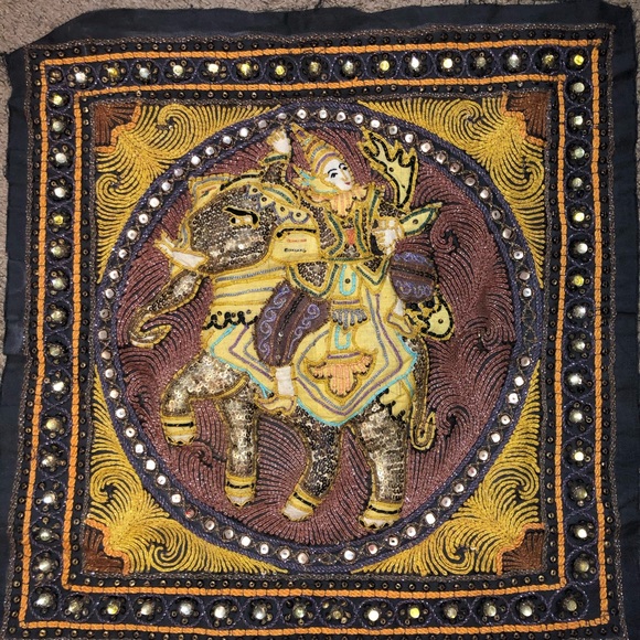 Antique Burmese Kalaga Hand embroidered Tapestry - Picture 1 of 16